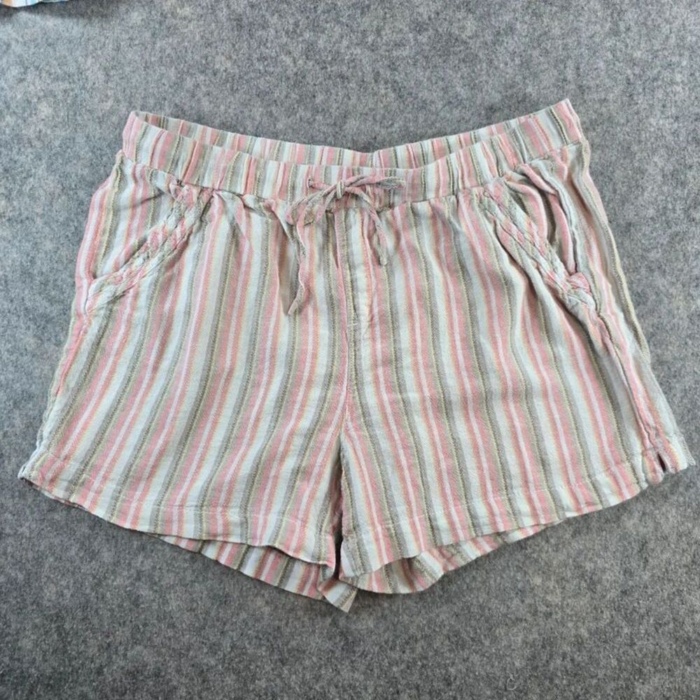 Briggs Linen Blend Women's Shorts Size XL Colorful Stripes Soft